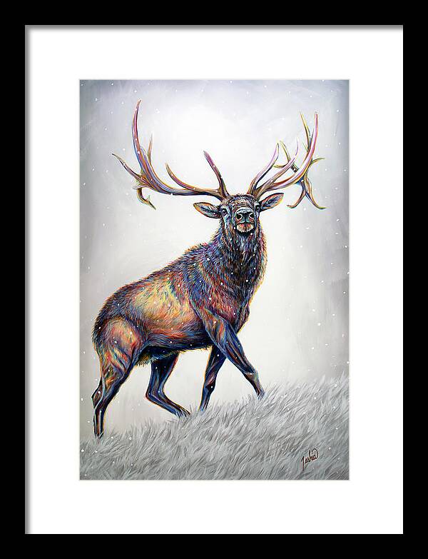 Elk Framed Print featuring the painting Wapiti Wonders by Teshia Art