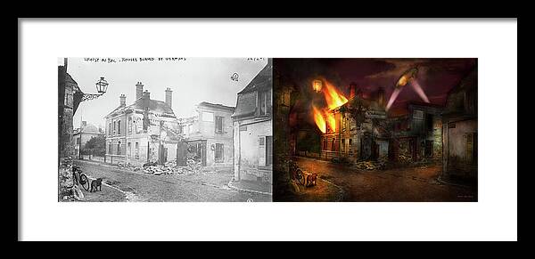 Dog Framed Print featuring the photograph War - WWI - Not fit for man or beast 1910 - Side by Side by Mike Savad