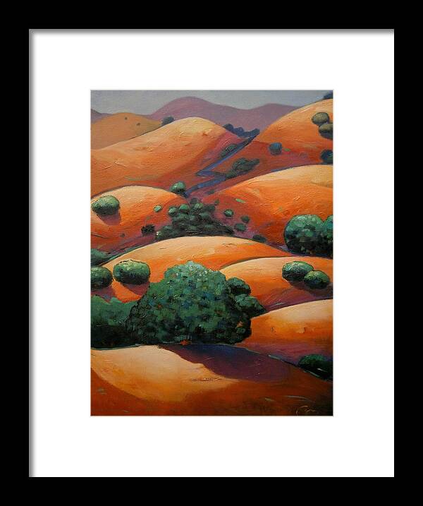 California Landscape Framed Print featuring the painting Warm Afternoon Light on CA Hillside by Gary Coleman