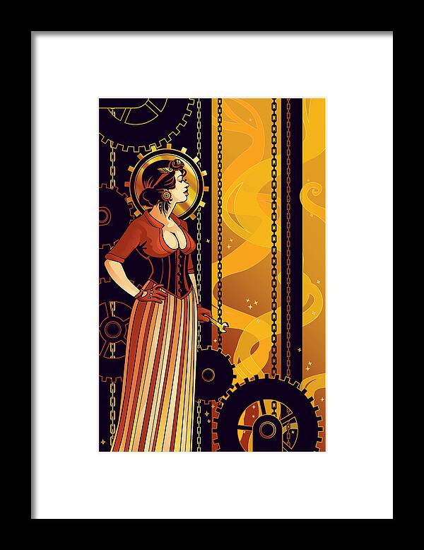 Art Nouveau Framed Print featuring the digital art Warm Machinery by Danielle Zemba