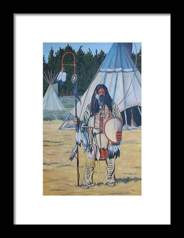 Oil Framed Print featuring the painting Warrior by Todd Cooper