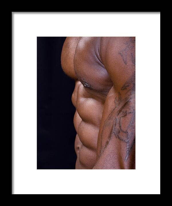 Man Framed Print featuring the photograph Washboard Stomach by Val Black Russian Tourchin