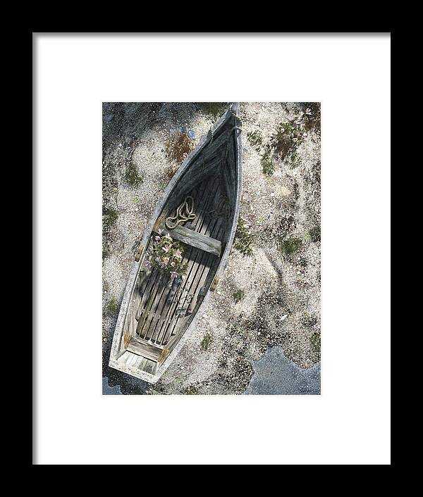 Boat Framed Print featuring the digital art Washed Ashore by Cynthia Decker