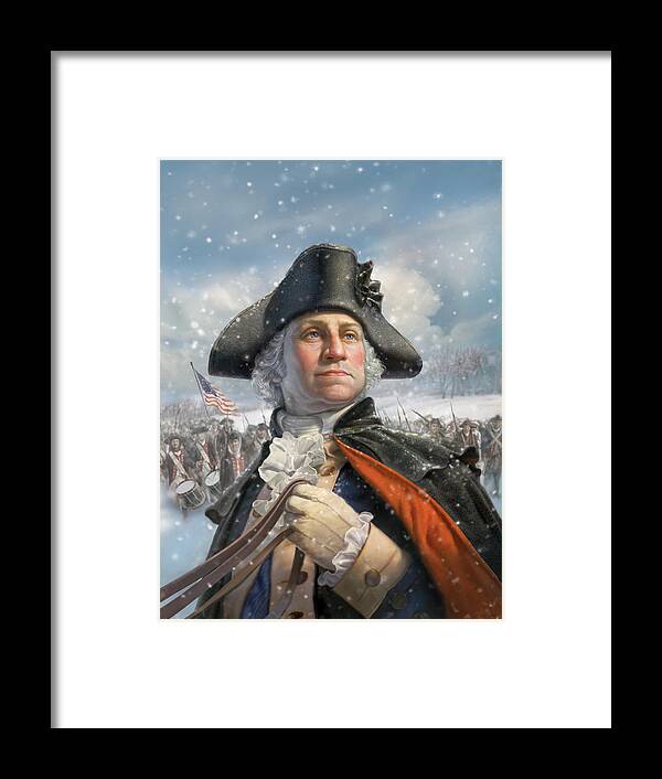 George Washington Framed Print featuring the digital art Washington At Valley Forge by Mark Fredrickson