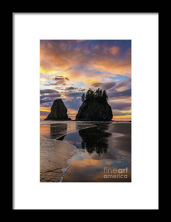 Washington Coast Framed Print featuring the photograph Washington Coast Sunset Beach Tranquility by Mike Reid