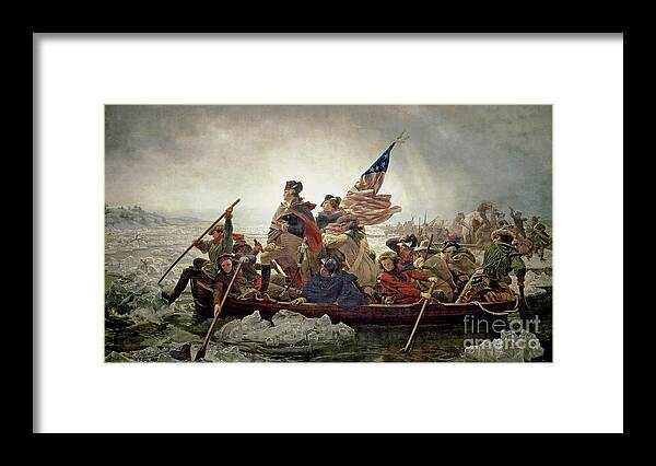 Washington Framed Print featuring the painting Washington Crossing the Delaware River by Emanuel Gottlieb Leutze