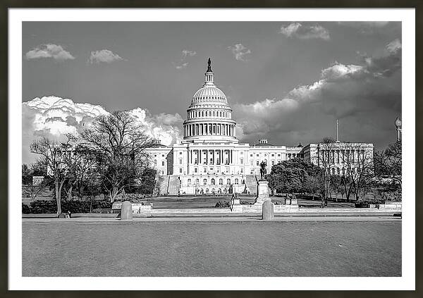 Washington DC Capitol Building - Black and White by Gregory Ballos