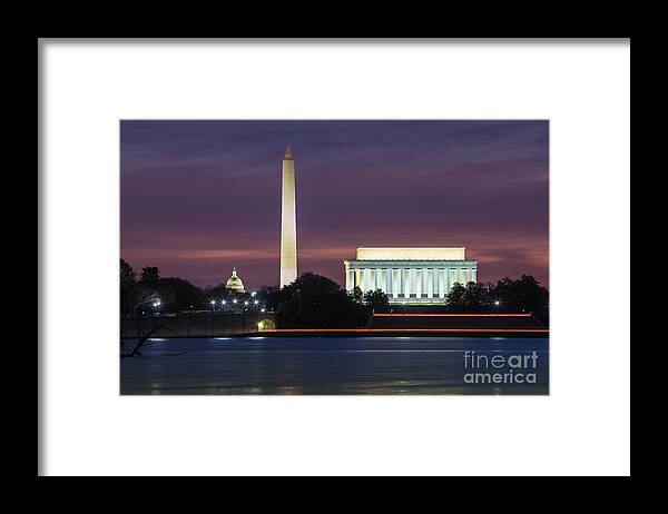 Clarence Holmes Framed Print featuring the photograph Washington DC Landmarks at Dawn IV by Clarence Holmes