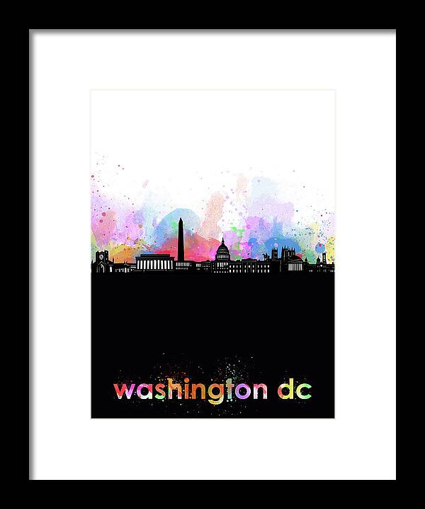 Washington Dc Framed Print featuring the digital art Washington Dc Skyline Minimalism 6 by Bekim M