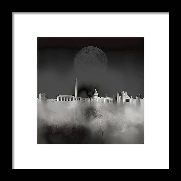 Washington Dc Framed Print featuring the digital art Washington Dc Skyline Surrealism 4 by Bekim M
