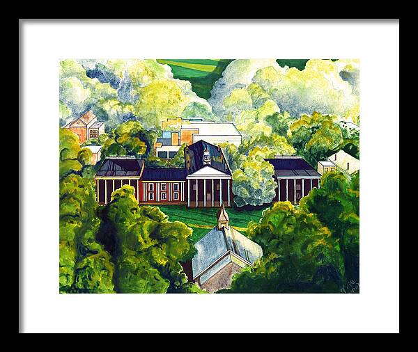 Yang Luo Branch Framed Print featuring the drawing Washington Hall at Washington and Lee University by Y Illustrations