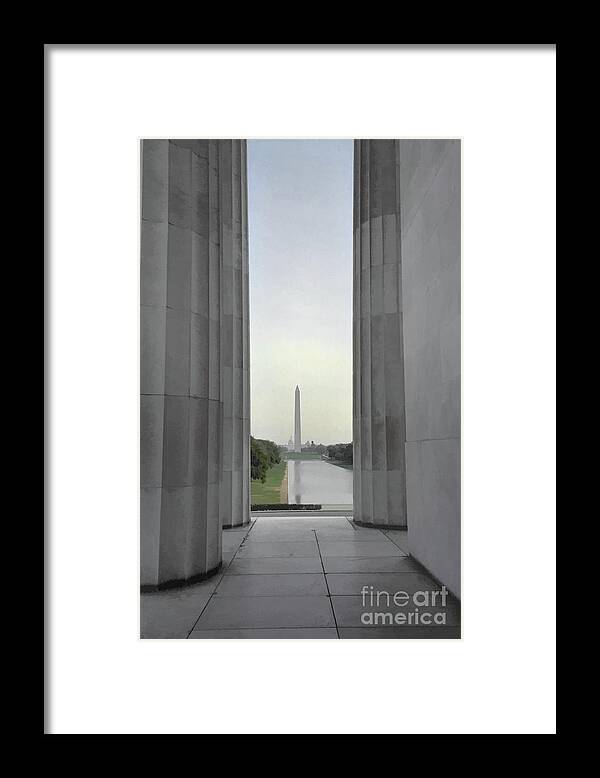 Washington Monument Framed Print featuring the photograph Washington Monument from the Lincoln Memorial by Nigel Fletcher-Jones