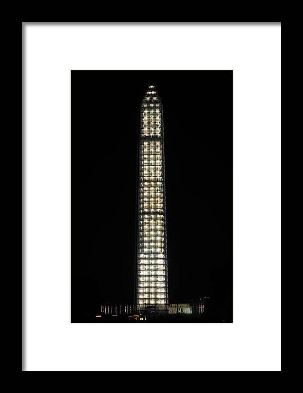 Lights Framed Print featuring the photograph Washington Monument in Repair by Ed Clark