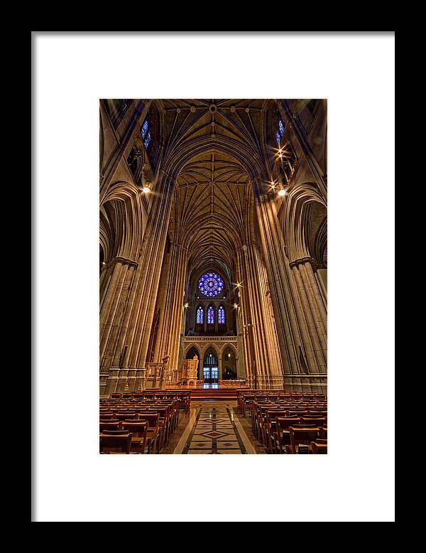 Washington Framed Print featuring the photograph Washington National Cathedral Crossing by Stuart Litoff
