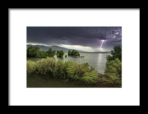Lightning Framed Print featuring the photograph Washoe Lake Lightning by Janis Knight