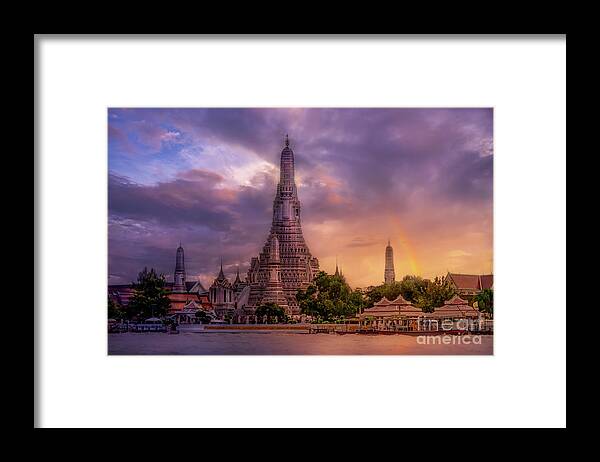 Chao Phraya River Framed Print featuring the photograph Wat Arun in Bangkok, Thailand by Liesl Walsh