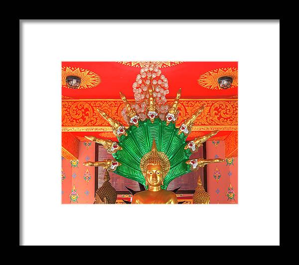 Scenic Framed Print featuring the photograph Wat Pak Thang Phra That Chedi Buddha Image on Naga Throne DTHCM2157 by Gerry Gantt