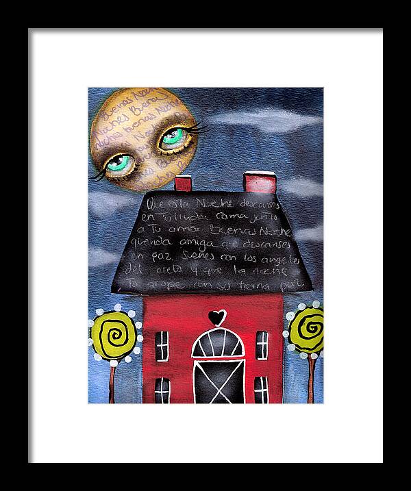 Folk Art Framed Print featuring the painting Watching Over You by Abril Andrade