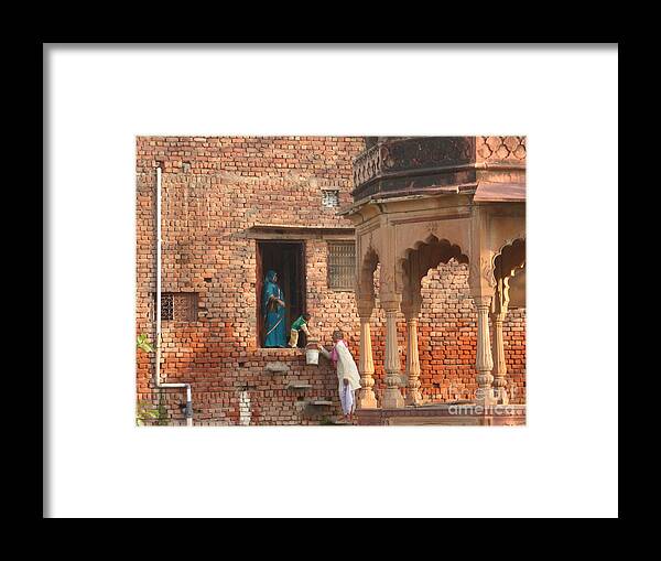 Vrindavan Framed Print featuring the photograph Water delivery in Vrindavan by Jean luc Comperat