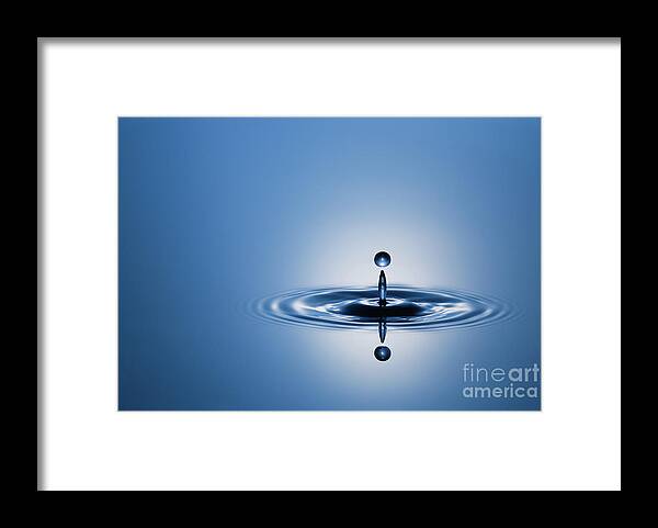 Abstract Framed Print featuring the photograph Water Drop in Blue 1 by Dean Birinyi