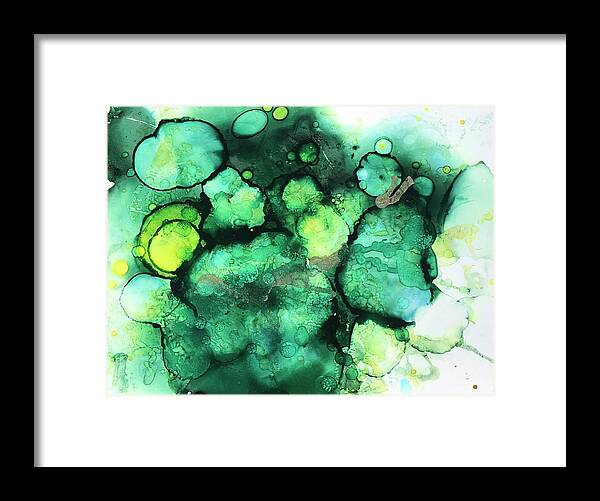 Green Framed Print featuring the photograph Water Drops by Gloria Smith
