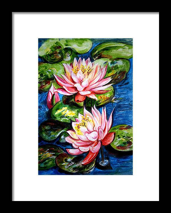 Water Lilies Framed Print featuring the painting Water Lilies by Harsh Malik