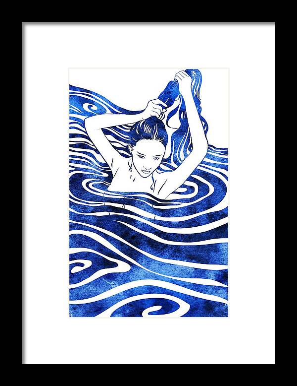 Beauty Framed Print featuring the mixed media Water Nymph IV by Stevyn Llewellyn