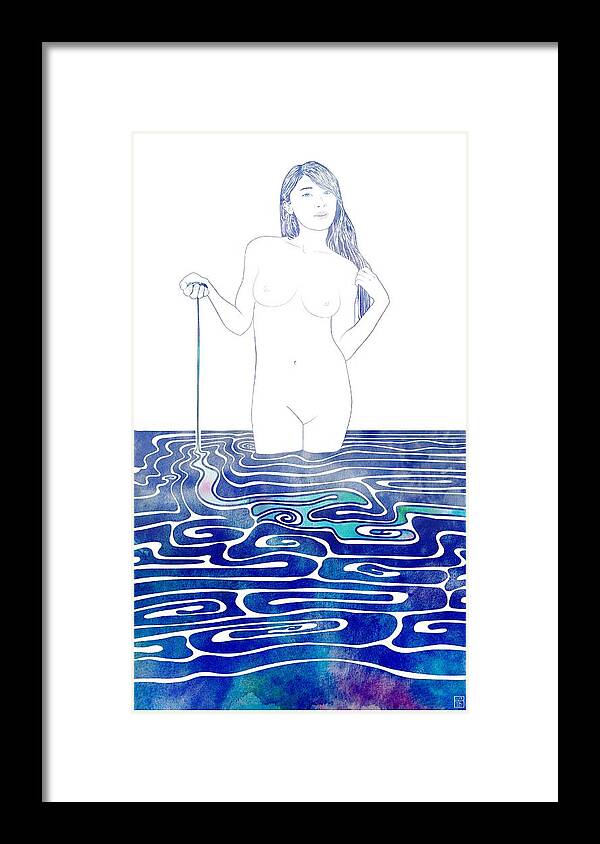 Beauty Framed Print featuring the mixed media Water Nymph XC by Stevyn Llewellyn