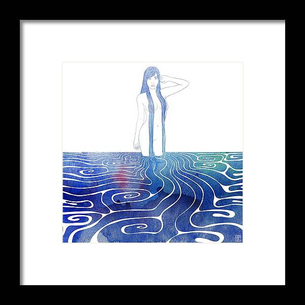 Selkie Framed Print featuring the mixed media Water Nymph XCI by Stevyn Llewellyn