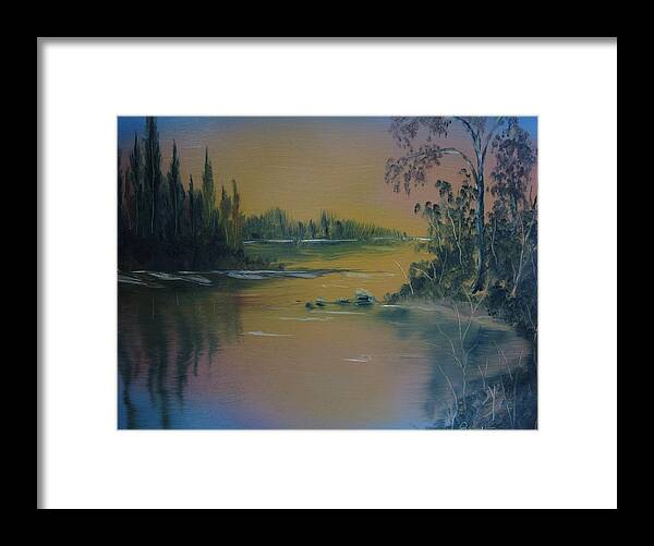 Lagoon Framed Print featuring the painting Water Scene 2a by David Bartsch