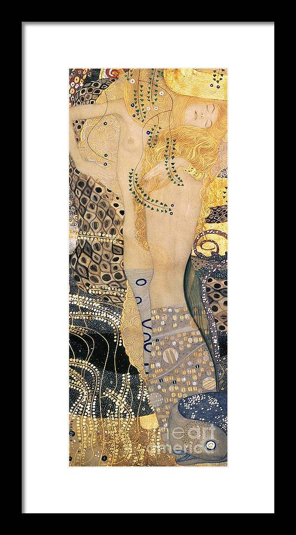 Gustav Klimt Framed Print featuring the painting Water Serpents I by Gustav klimt