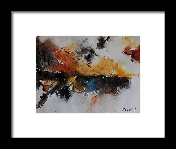 Abstract Framed Print featuring the painting Watercolor 901150 by Pol Ledent