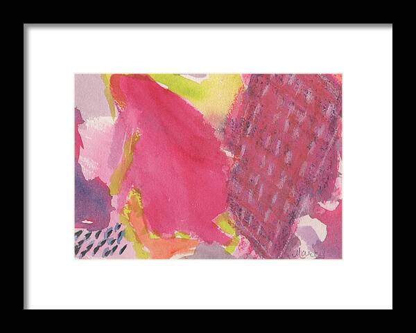 Watercolor Framed Print featuring the painting Watercolor Abstract - Pomegranate by Marcy Brennan