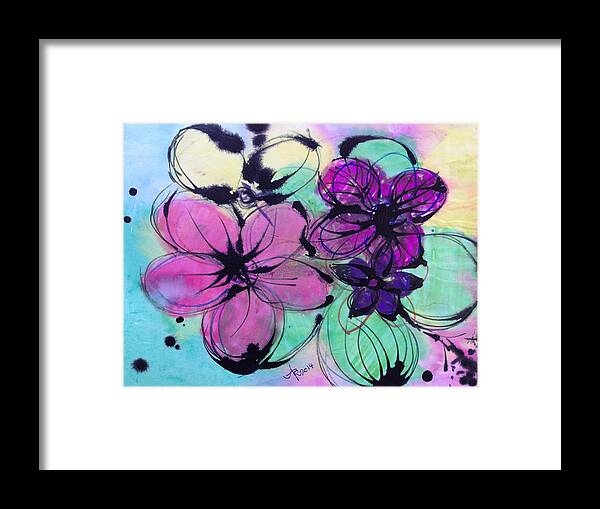 Flower Framed Print featuring the painting Watercolor and Ink Haiku by Anna Ruzsan