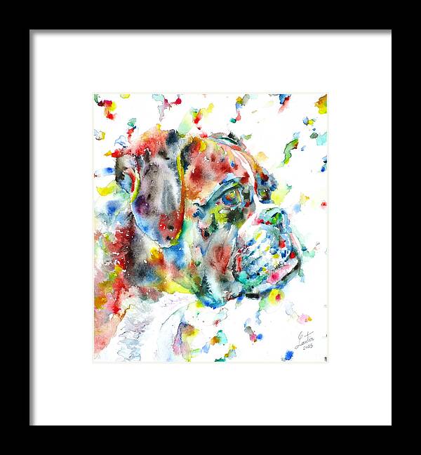 Boxer Framed Print featuring the painting Watercolor Boxer by Fabrizio Cassetta