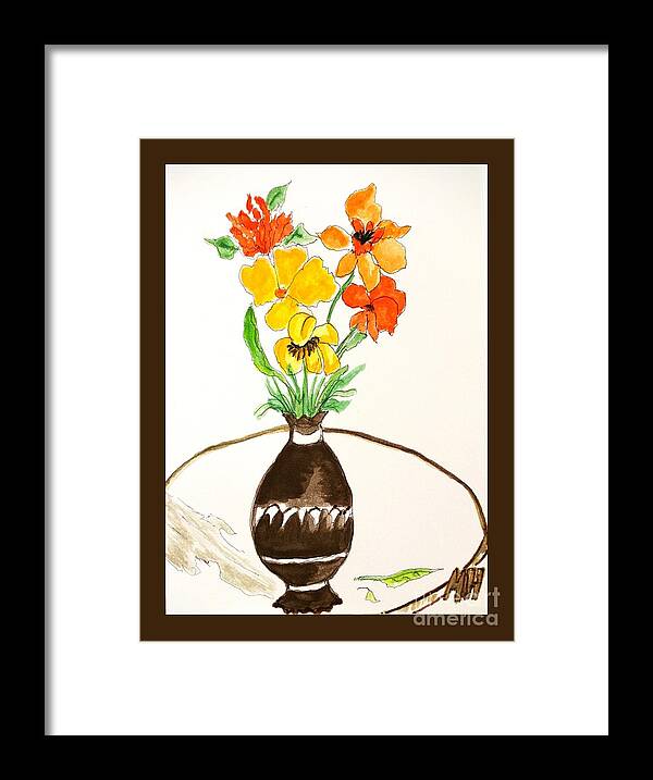 Painting Watercolor Framed Print featuring the painting Watercolor Fall Bouquet by Marsha Heiken