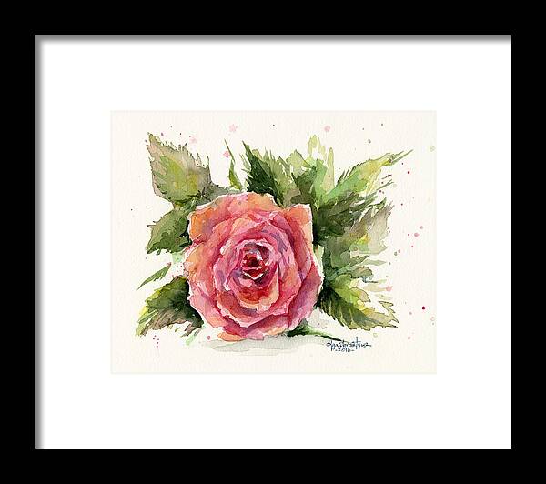 Rose Framed Print featuring the painting Watercolor Rose by Olga Shvartsur