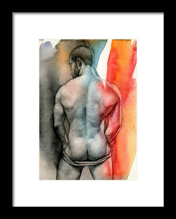 Male Framed Print featuring the painting Watercolor study 6 by Chris Lopez
