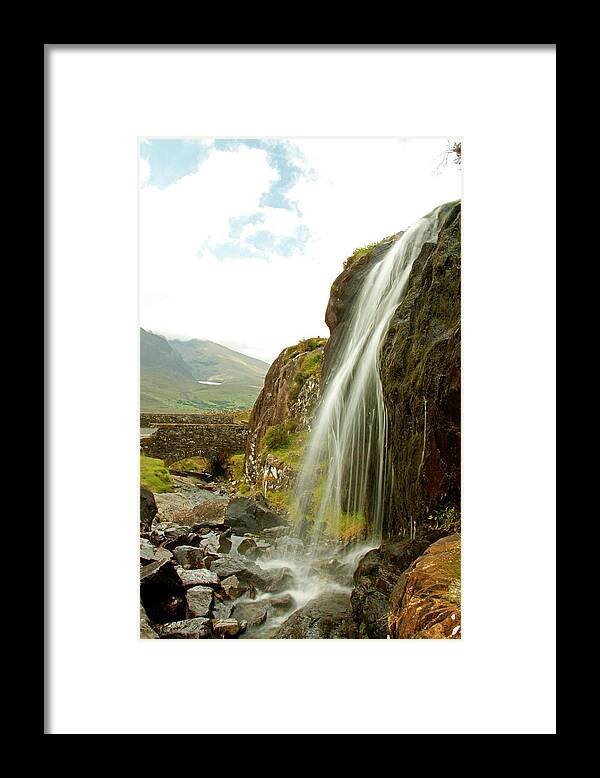Conor Pass Framed Print featuring the photograph Waterfall at the Conor Pass by Martina Fagan