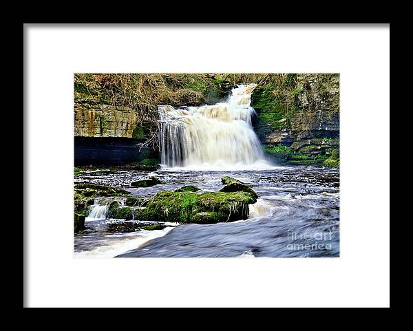 West Burton Waterfall Framed Print featuring the photograph Waterfall at West Burton, Yorkshire Dales by Martyn Arnold