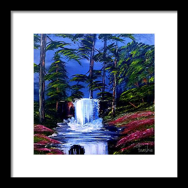 Waterfall Framed Print featuring the painting Waterfall by Faashie Sha