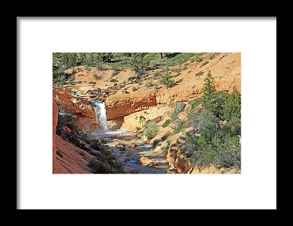 Bryce Canyon Framed Print featuring the photograph Waterfall in the Desert by Kami McKeon
