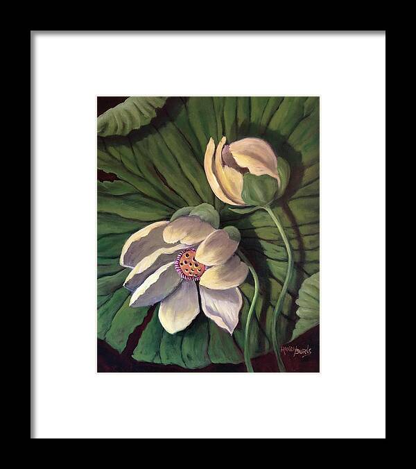 Waterlily Framed Print featuring the painting Waterlily Like a Clock by Rand Burns