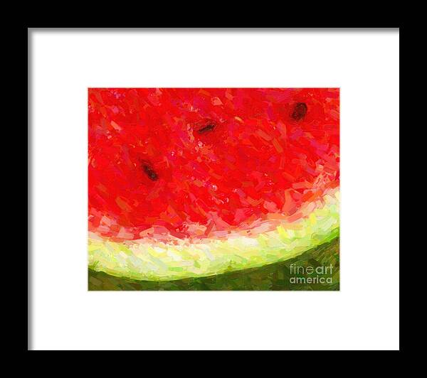 Wingsdomain Framed Print featuring the photograph Watermelon With Three Seeds by Wingsdomain Art and Photography