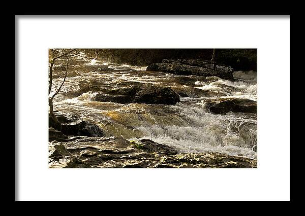 Waters Framed Print featuring the photograph Waters over rocks. Falls of Dochart, by Elena Perelman