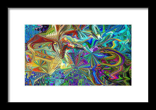 Original Modern Art Abstract Contemporary Vivid Colors Framed Print featuring the digital art Wave Maker by Phillip Mossbarger
