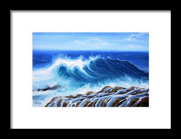 Seascape Framed Print featuring the painting Wave by Vesna Martinjak