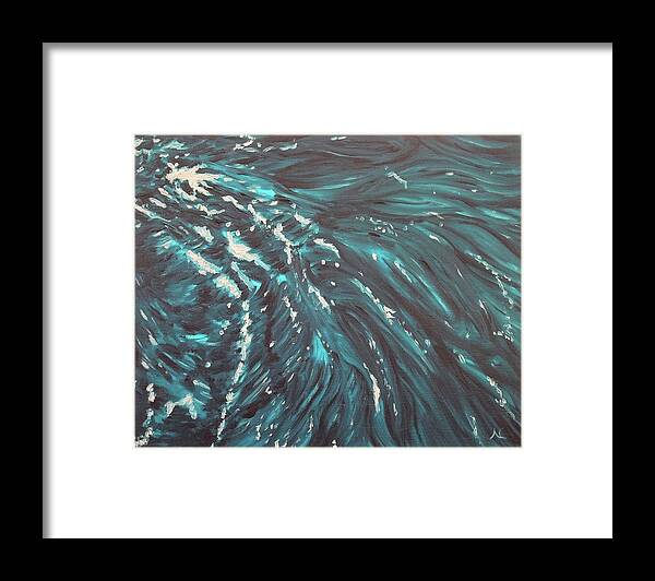 Water Framed Print featuring the painting Waves - Turquoise by Neslihan Ergul Colley