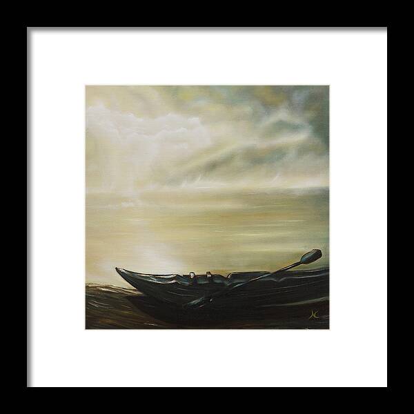 Water Framed Print featuring the painting Wayfarer's Sojourn by Neslihan Ergul Colley