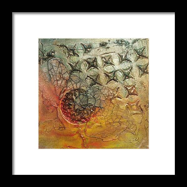 Abstract Framed Print featuring the painting We Are Not Alone by Sharon Cromwell